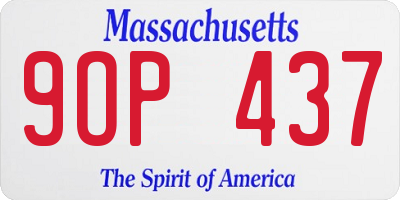 MA license plate 9OP437