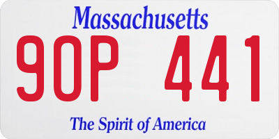 MA license plate 9OP441