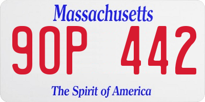 MA license plate 9OP442