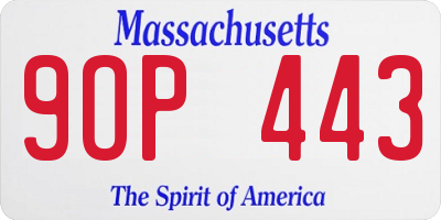 MA license plate 9OP443