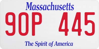 MA license plate 9OP445
