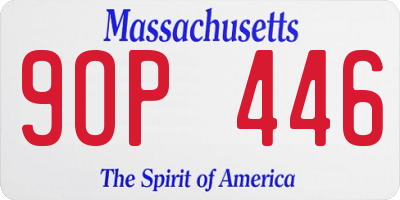 MA license plate 9OP446