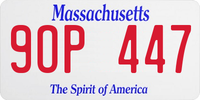 MA license plate 9OP447