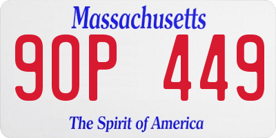 MA license plate 9OP449
