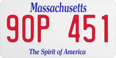 MA license plate 9OP451