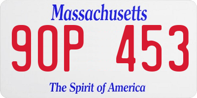 MA license plate 9OP453