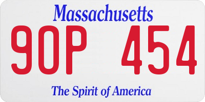MA license plate 9OP454