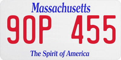 MA license plate 9OP455