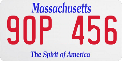 MA license plate 9OP456