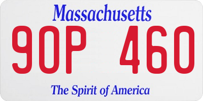 MA license plate 9OP460