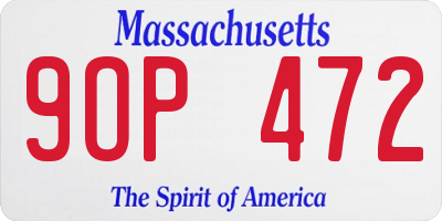 MA license plate 9OP472