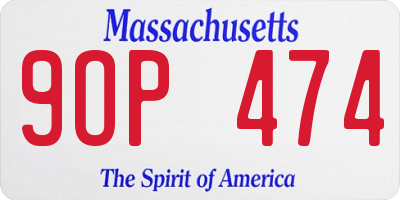 MA license plate 9OP474