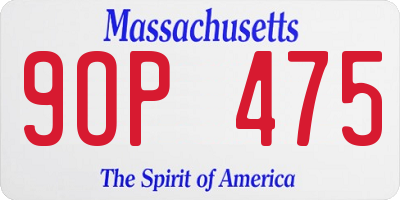 MA license plate 9OP475