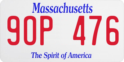 MA license plate 9OP476