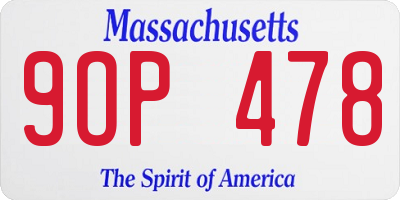 MA license plate 9OP478