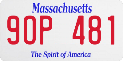 MA license plate 9OP481