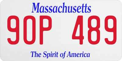 MA license plate 9OP489