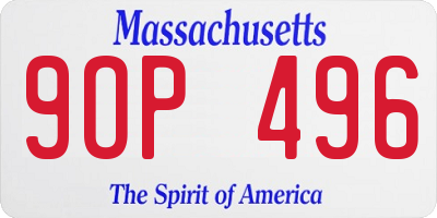 MA license plate 9OP496