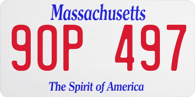 MA license plate 9OP497
