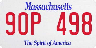 MA license plate 9OP498