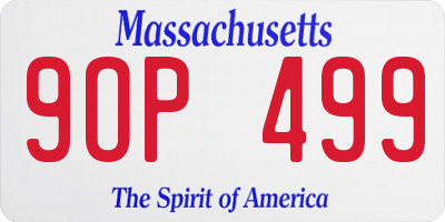 MA license plate 9OP499
