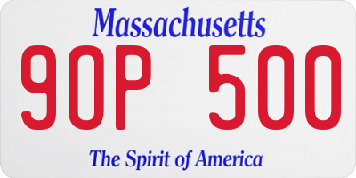 MA license plate 9OP500