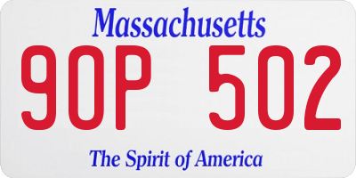 MA license plate 9OP502
