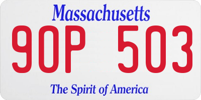 MA license plate 9OP503