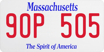 MA license plate 9OP505
