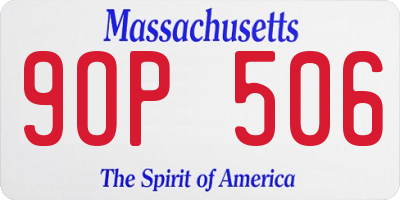 MA license plate 9OP506