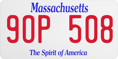 MA license plate 9OP508