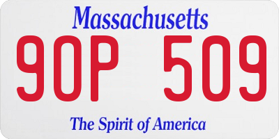 MA license plate 9OP509