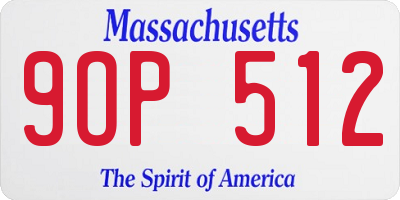 MA license plate 9OP512