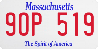 MA license plate 9OP519