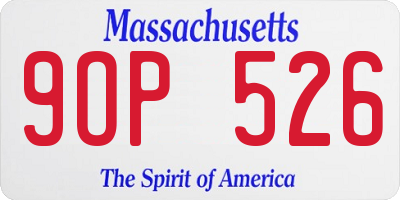 MA license plate 9OP526