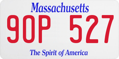 MA license plate 9OP527