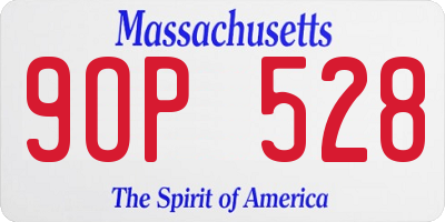 MA license plate 9OP528