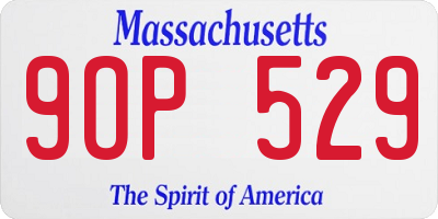 MA license plate 9OP529
