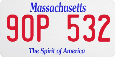 MA license plate 9OP532