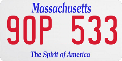 MA license plate 9OP533