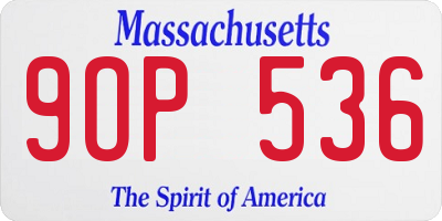 MA license plate 9OP536