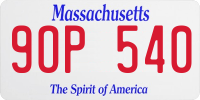MA license plate 9OP540