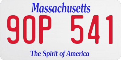 MA license plate 9OP541