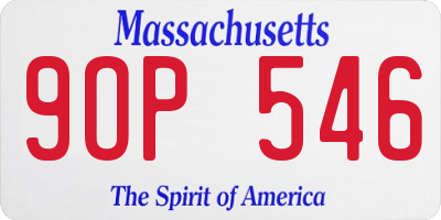 MA license plate 9OP546