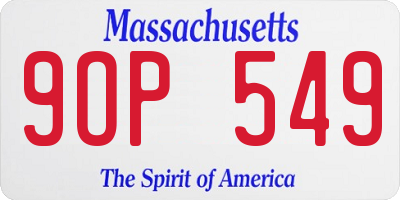 MA license plate 9OP549
