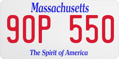 MA license plate 9OP550