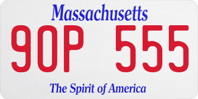 MA license plate 9OP555