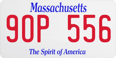 MA license plate 9OP556