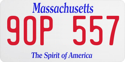 MA license plate 9OP557