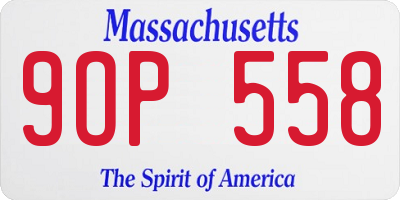 MA license plate 9OP558